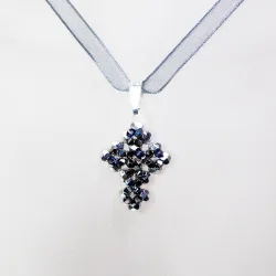 Pendant 45cm - Phoebe-Gray Organza - Pendant 45cm - Laiton argenté